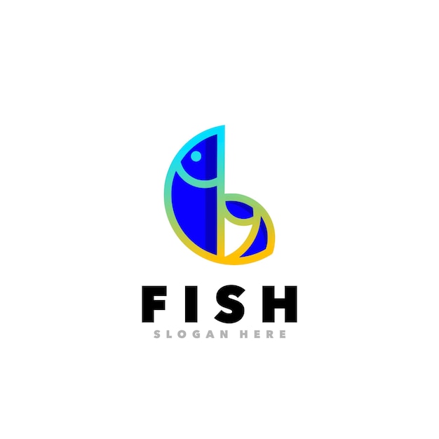 Fish teri gradiënt logo sjabloon