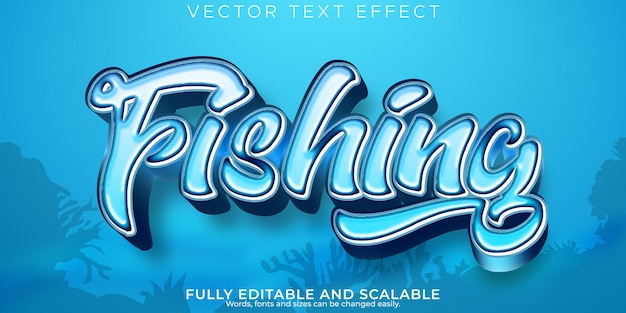 Vector fish text effect editable fisher and ocean font style