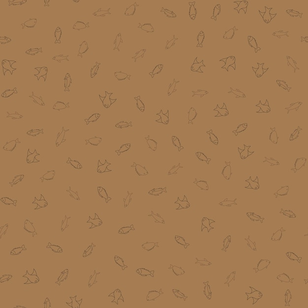 魚をテーマにしたフリーハンドの図面のシームレスなパターン手描きの魚の要素は、背景を包む壁紙のデザインを落書きベクトルイラスト