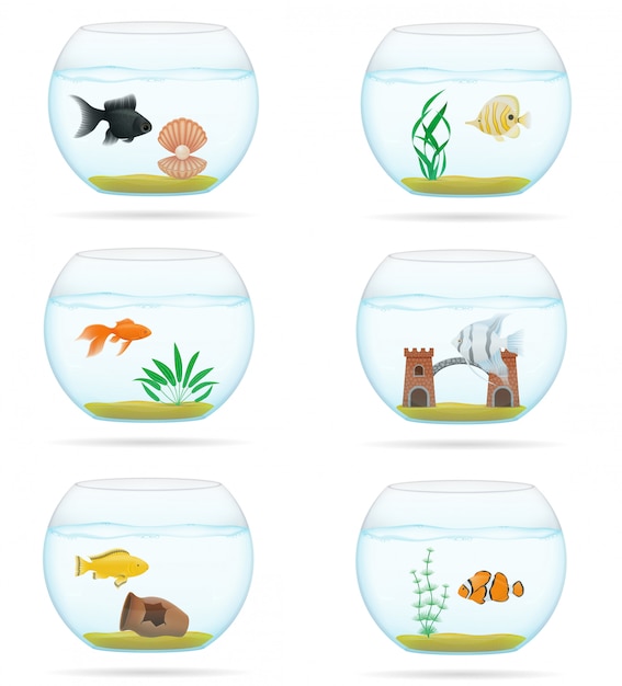 Fish in a transparent aquarium vector illustration