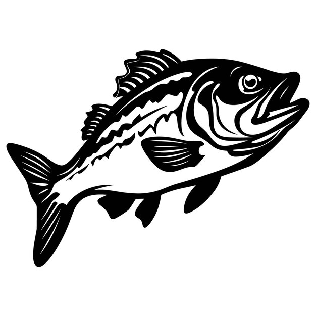 Premium Vector | Fish vector black illustration