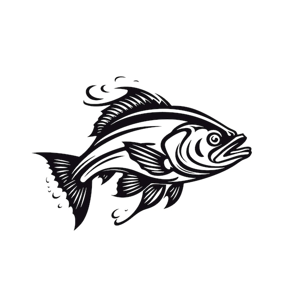 Fish vector black illustration