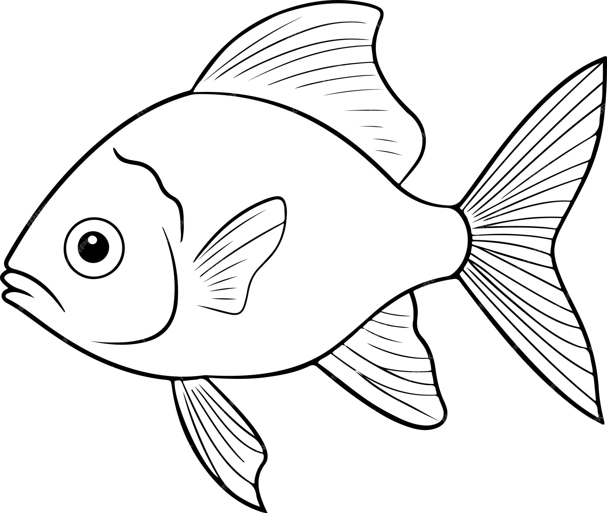 Fish vector illustration template for Coloring book. Drawing