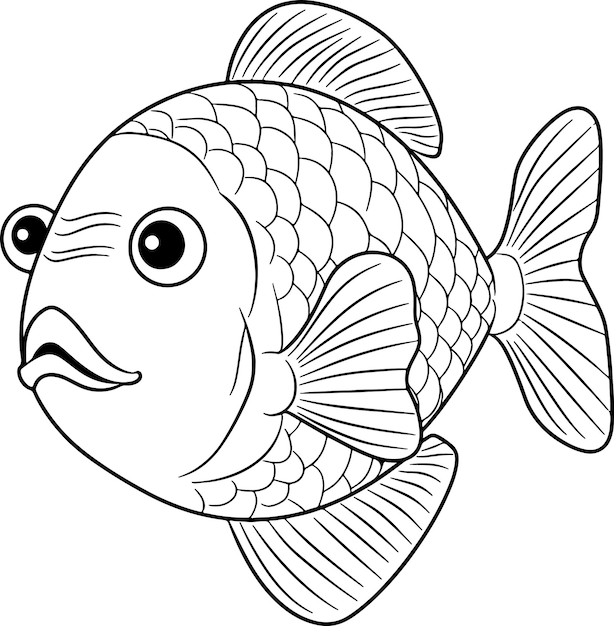 Fish vector illustration Sea animal coloring book or page for children