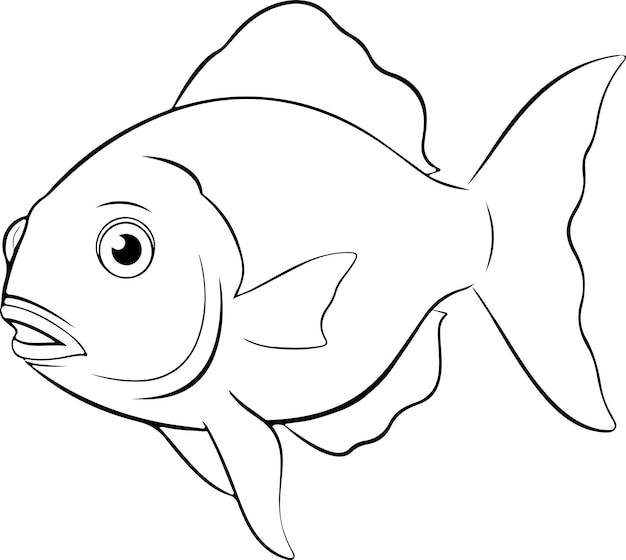 Fish vector illustration Sea animal coloring book or page for children