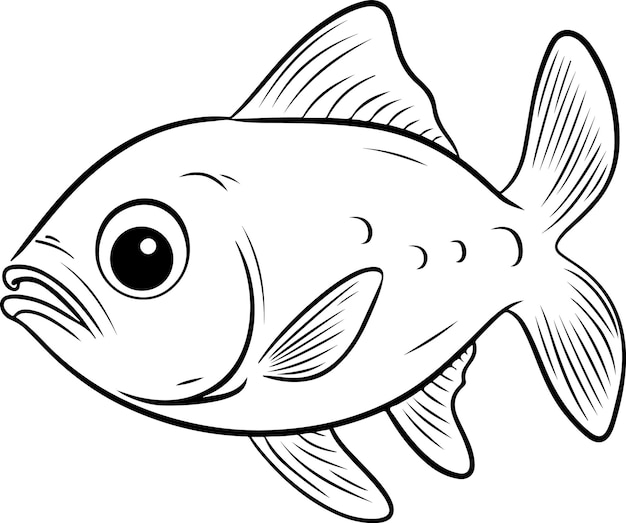 Vector fish vector illustration sea animal coloring book or page for children