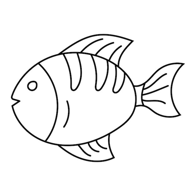 Векторная линейная картинка рыбы для окраски. Ручной рисунок.