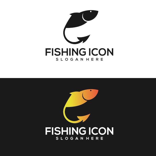 Fish vintage logo gradient gold