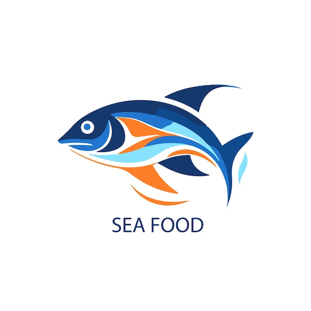 Fish in water Logo design vector template Seafood restaurant shop store Logotype concept icon white