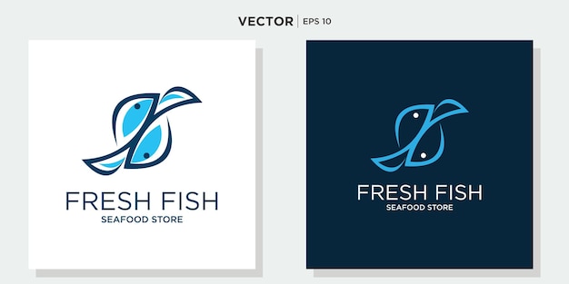 Рыба в воде Шаблон вектора дизайна логотипа. Значок концепции магазина ресторана морепродуктов.