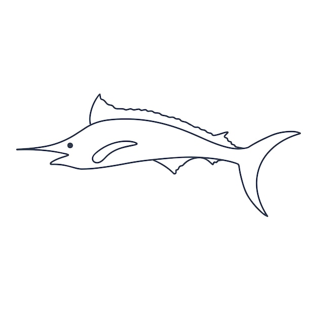 Fish with long outstretched nose doodle illustration