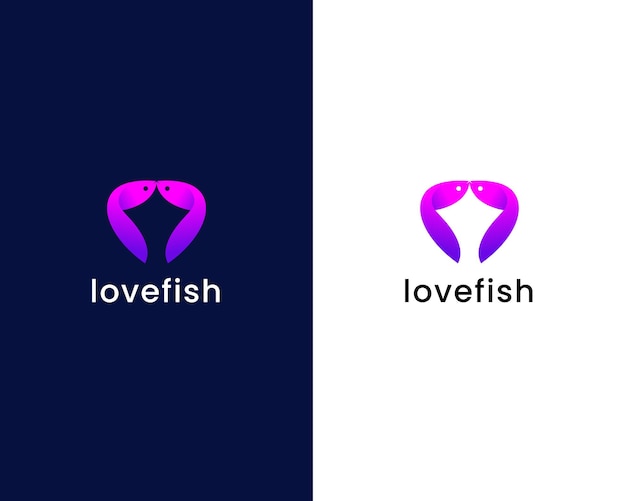 Pesce con modello di progettazione logo amore