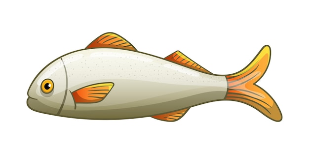 Vector a fish with orange fins and orange fins