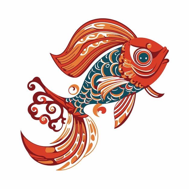 Vector fish with ornaments