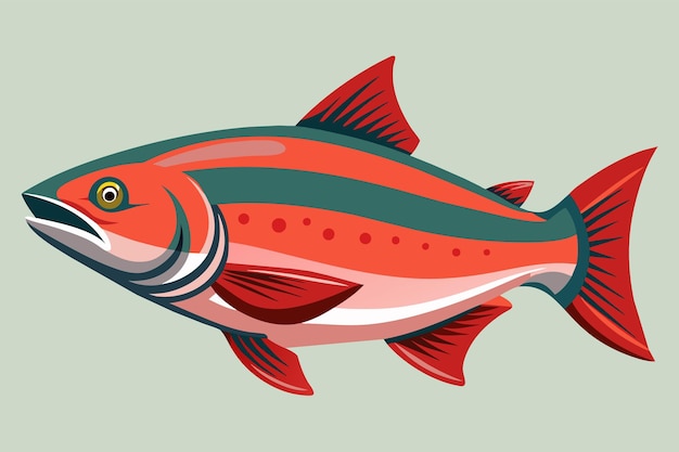 A fish with red stripes on its face is shown in a painting