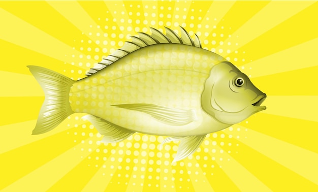 노란색 배경의 물고기