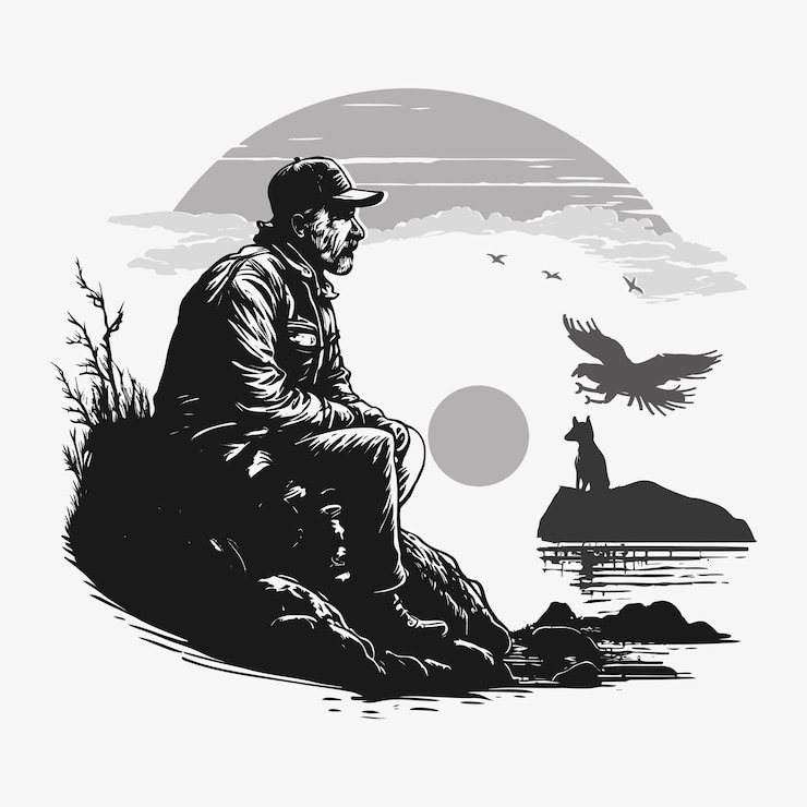 Vector fisher logo for t shirt design