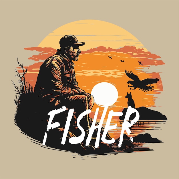 Fisher-logo voor t-shirtontwerp