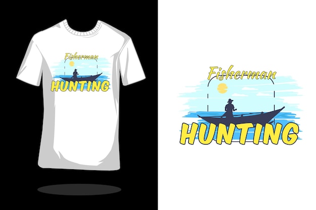 Fisherman silhouette retro t shirt design