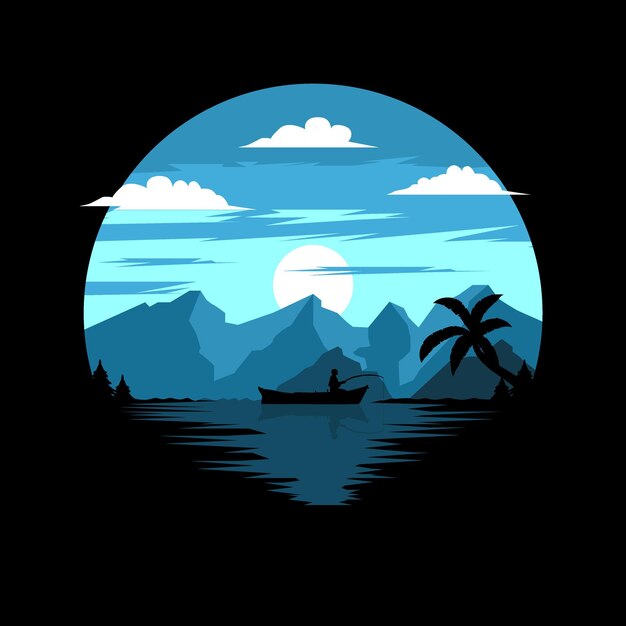 fisherman silhoutee at the night