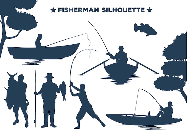 Fishermen silhouette