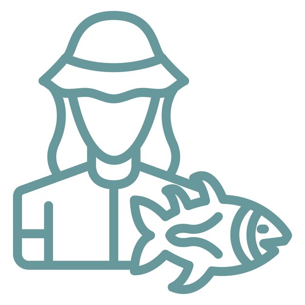 Vector fisherwoman icon style