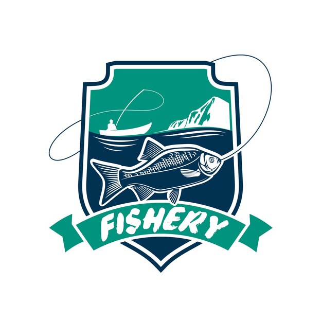 Fishery industry vector isolated badge icon