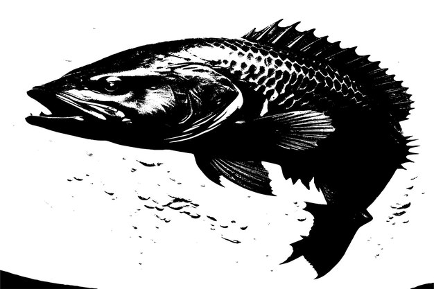 Вектор Рыбы черная текстура на белой бумаге векторная иллюстрация фоновая текстура