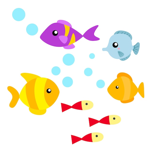 Vector fishes under the sea