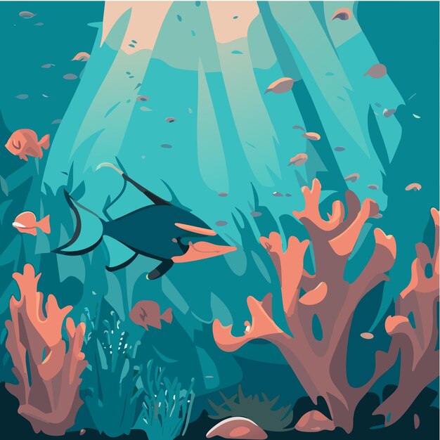 Vector fishes in the water vector under the sea