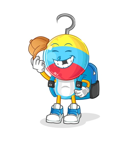 Fishing bait goes to school vector cartoon character