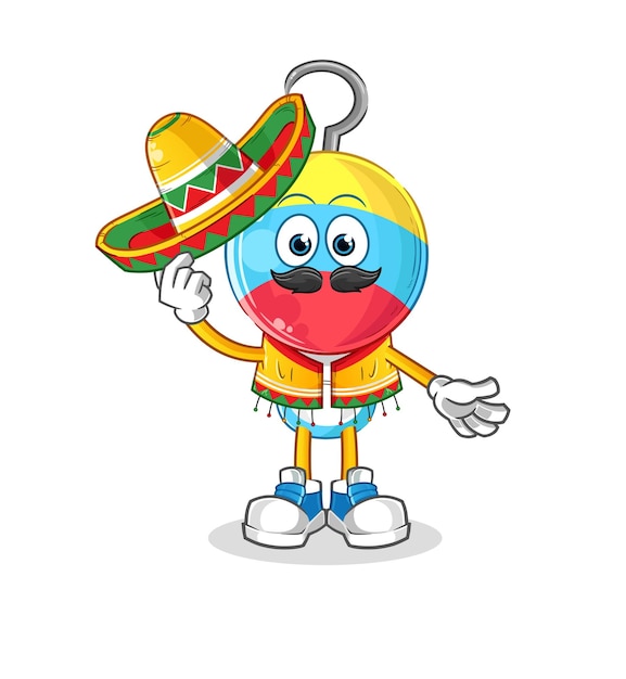 Fishing bait Mexican culture and flag cartoon mascot vector