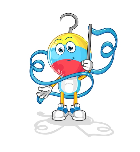 Fishing bait Rhythmic Gymnastics mascot cartoon vector