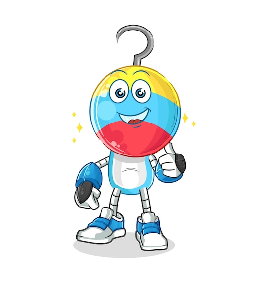 Fishing bait robot character cartoon mascot vector