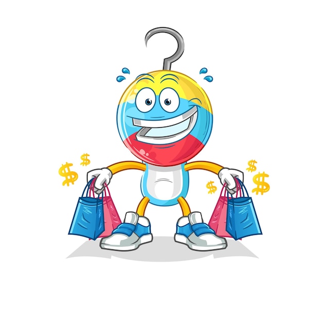 Fishing bait shoping mascot cartoon vector