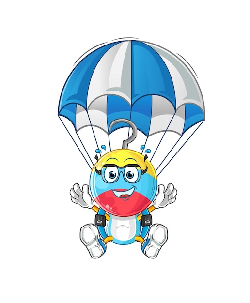 Fishing bait skydiving character cartoon mascot vector