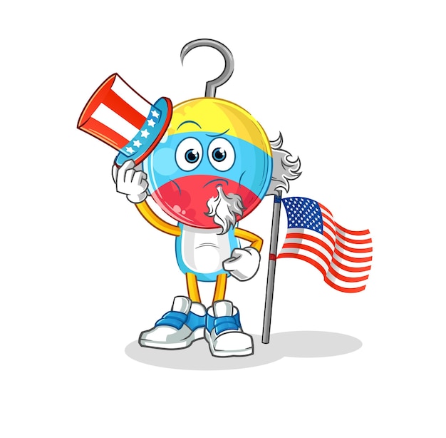 Fishing bait uncle sam character cartoon mascot vector