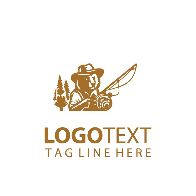 フィッシング・ベア・ロゴのベクトルイラスト