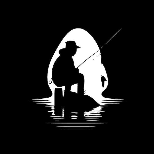 Vector fishing black and white isolated icon vector illustration