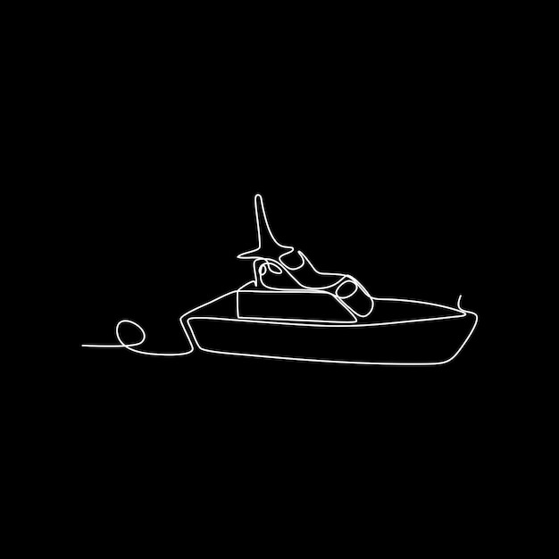 fishing boat guy continuous line vector