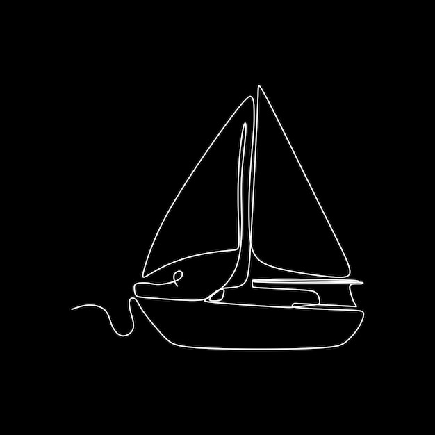 Vector fishing boat guy continuous line vector