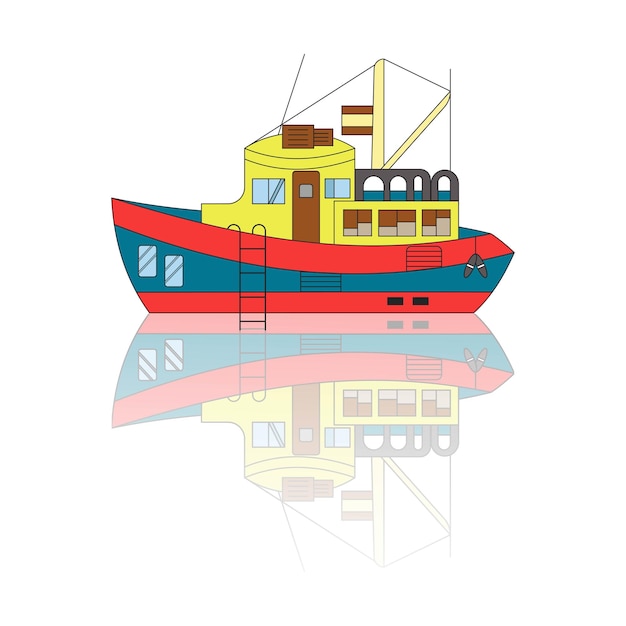 Vector fishing boat illustration