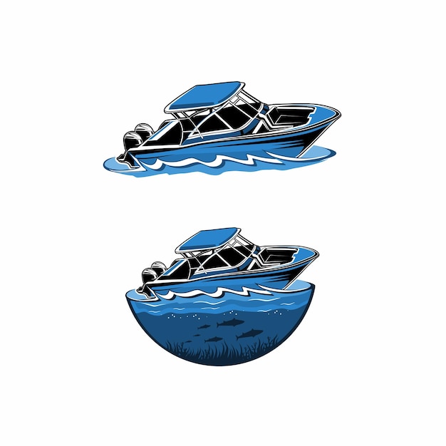 Vector fishing boat vector