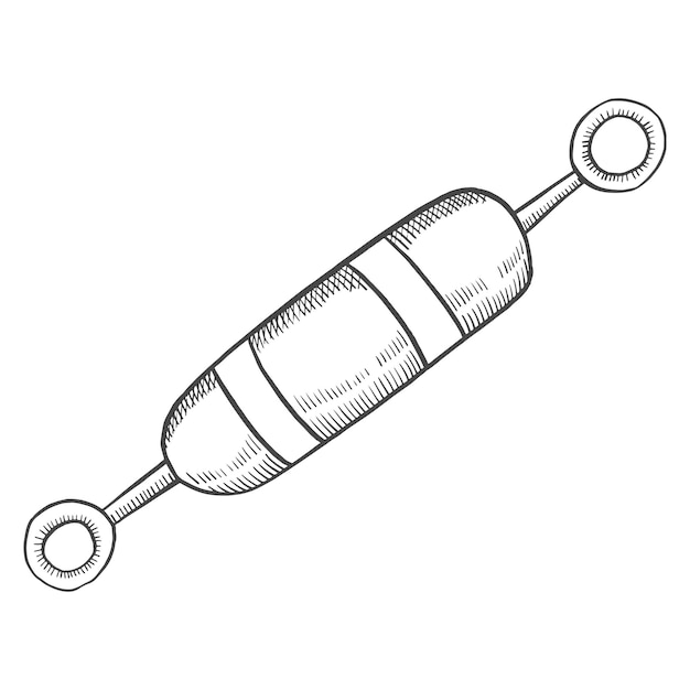 Рыболовный поплавок изолированный каракули ручной работы эскиз с стилем контура