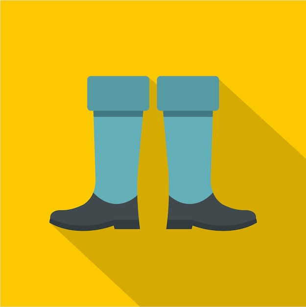 Fishing boots icon Flat illustration of fishing boots vector icon for web isolated on yellow background