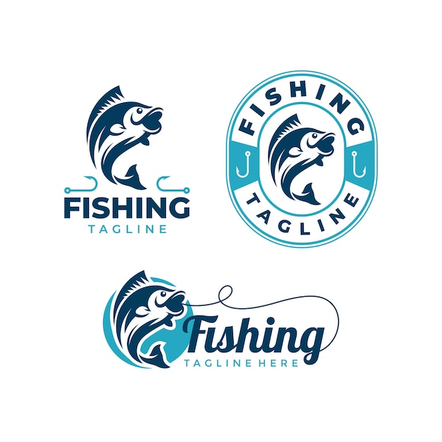 Fishing club logo design template