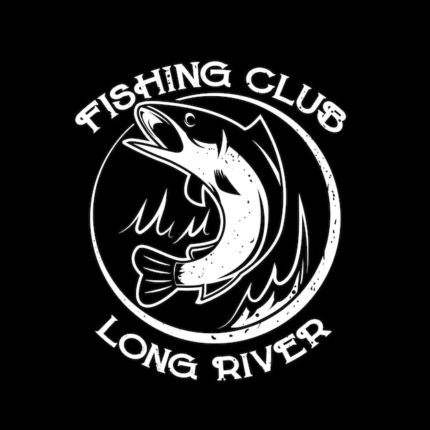 Fishing Club-logo op donkere achtergrond