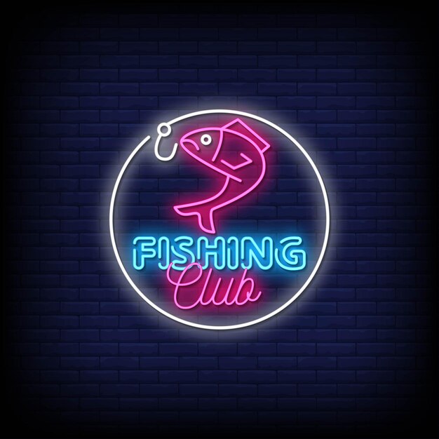 Testo di stile delle insegne al neon del club di pesca