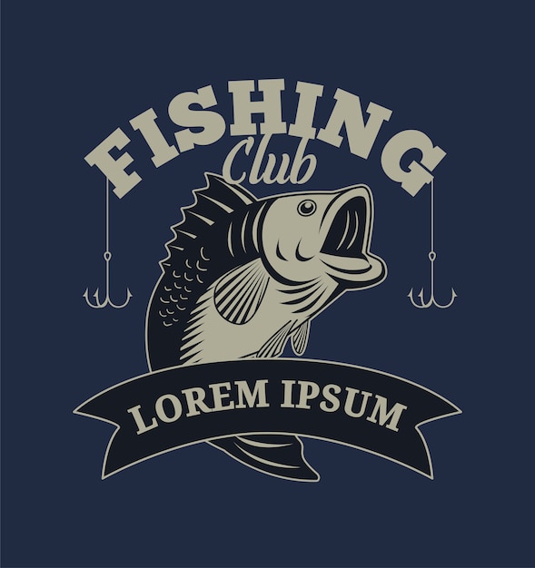 Vector fishing club with bass fish illustration