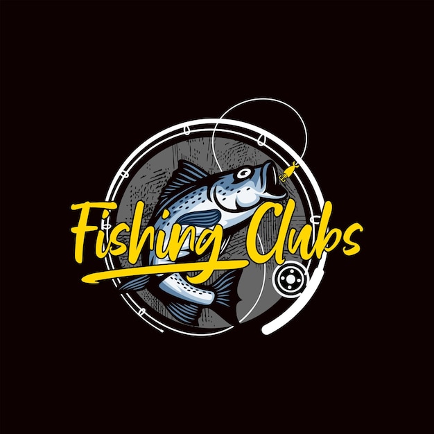 Fishing clubs logo template isolated